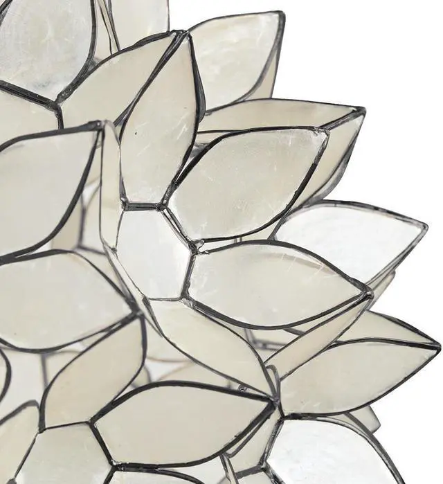Alt view image 4 of 7 - Modern Home Nautical White Capiz Shell Lotus Ceiling Pendant Light - 10" Diameter