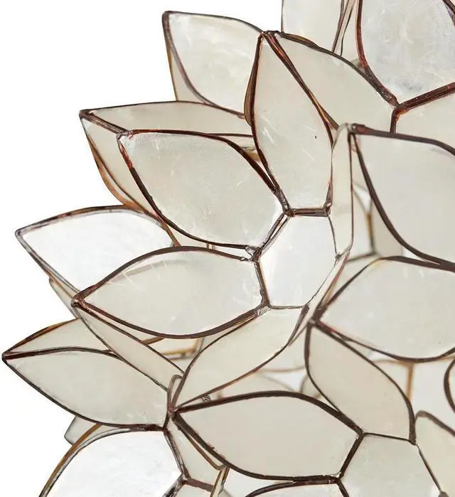 Alt view image 4 of 7 - Modern Home Nautical White Capiz Shell Lotus Ceiling Pendant Light - 14" Diameter