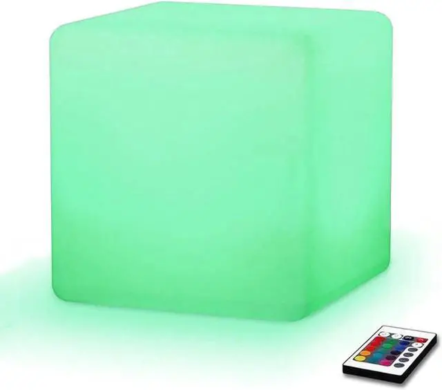 Main image of Modern Home LED Glowing Cube Box Stool w/Infrared Remote Control (10")
