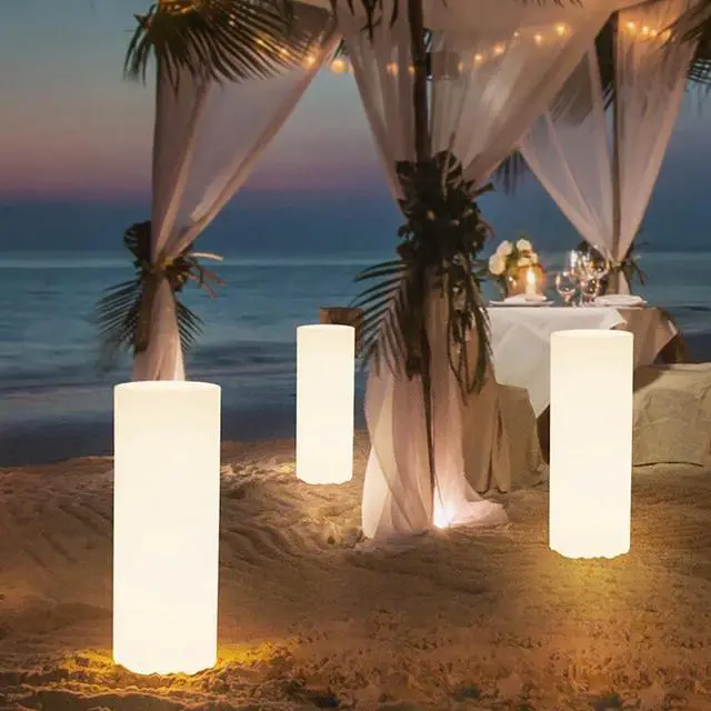 Main image of Modern Home LED Glowing Cylinder Pillar w/Infrared Remote Control (28" x 9.5")