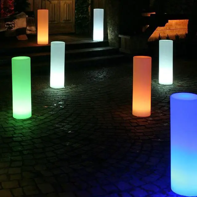Alt view image 3 of 7 - Modern Home LED Glowing Cylinder Pillar w/Infrared Remote Control (28" x 9.5")