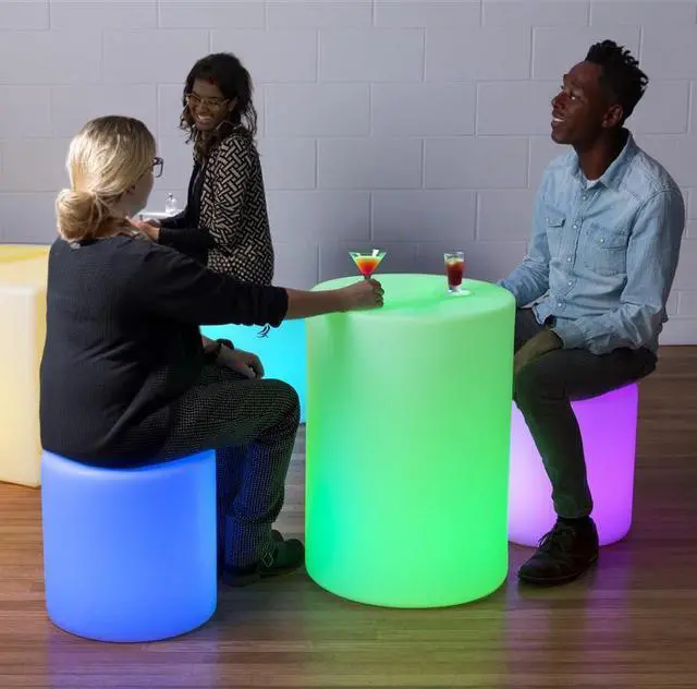 Main image of Vandue Modern Home Wireless LED Glowing Cylinder Stool w/Infrared Remote Control (16")