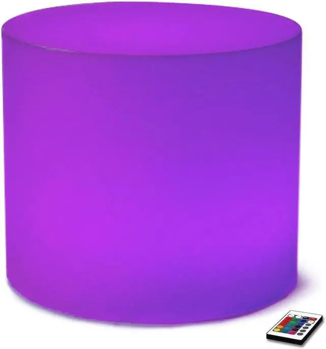 Alt view image 5 of 7 - Vandue Modern Home Wireless LED Glowing Cylinder Stool w/Infrared Remote Control (16")