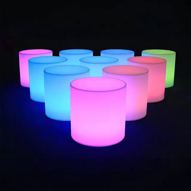Alt view image 3 of 7 - Vandue Modern Home Wireless LED Glowing Cylinder Stool w/Infrared Remote Control (16")
