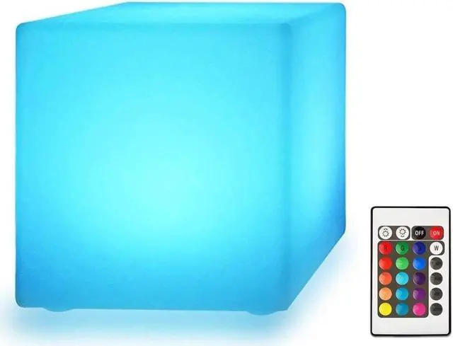 Main image of Modern Home LED Glowing Cube Box Stool w/Infrared Remote Control (8")