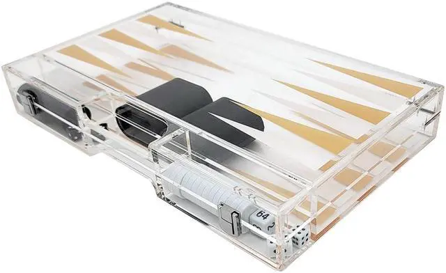 Alt view image 4 of 7 - OnDisplay Luxe Acrylic Backgammon Set (Gold)