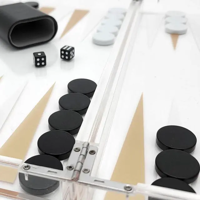 Alt view image 7 of 7 - OnDisplay Luxe Acrylic Backgammon Set (Gold)