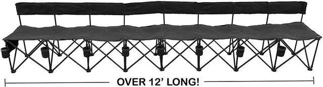 Alt view image 2 of 4 - GoTEAM! Pro 8 Seat Portable Folding Team Bench w/Cupholders and Carry Case (Black)