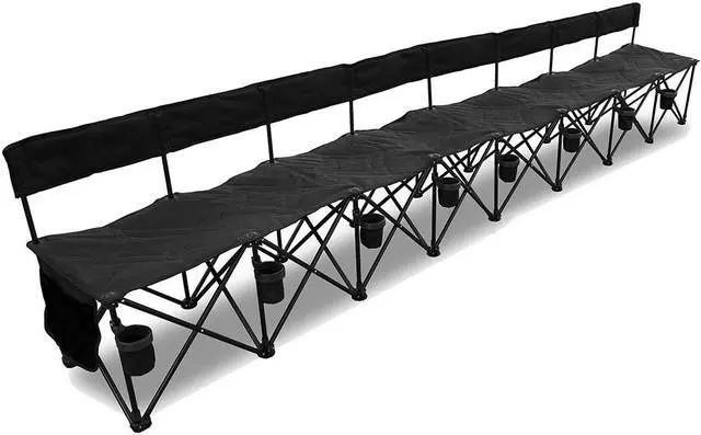 Main image of GoTEAM! Pro 8 Seat Portable Folding Team Bench w/Cupholders and Carry Case (Black)