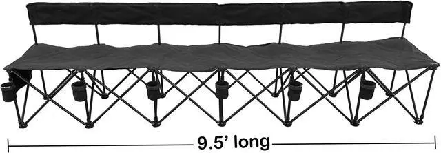 Alt view image 2 of 4 - GoTEAM! Pro 6 Seat Portable Folding Team Bench - Black