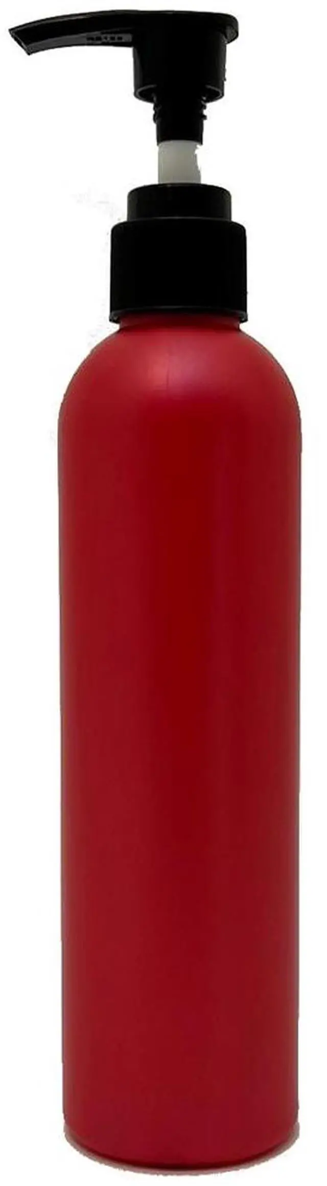Alt view image 2 of 7 - Royal Massage 8oz Bullet Round Massage Oil/Lotion/Liquid Bottle with Saddle Pump (Matte Red, 12)