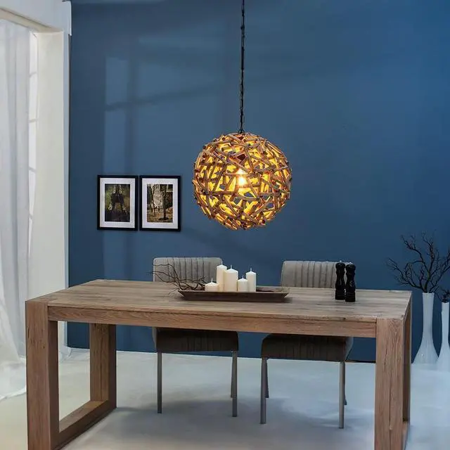 Main image of Modern Home Nautical Natural Driftwood Ceiling 20" Ball Pendant Light - Seaside Ocean Beach Chandelier