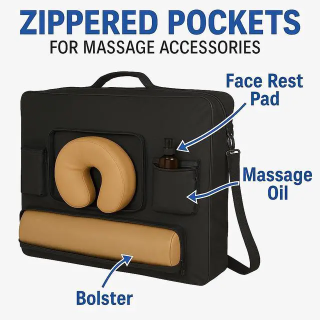 Alt view image 4 of 7 - Royal Massage 28" Width Deluxe Black Universal Massage Table Carry Case w/Wheels