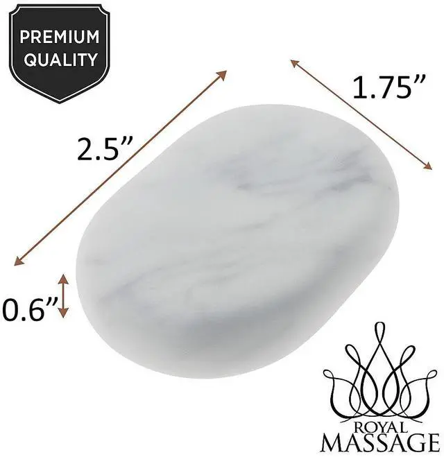 Alt view image 4 of 6 - Royal Massage Premium White Marble Cold Massage Stones  Set of 12 Oval-Shaped Basalt Therapy Stones