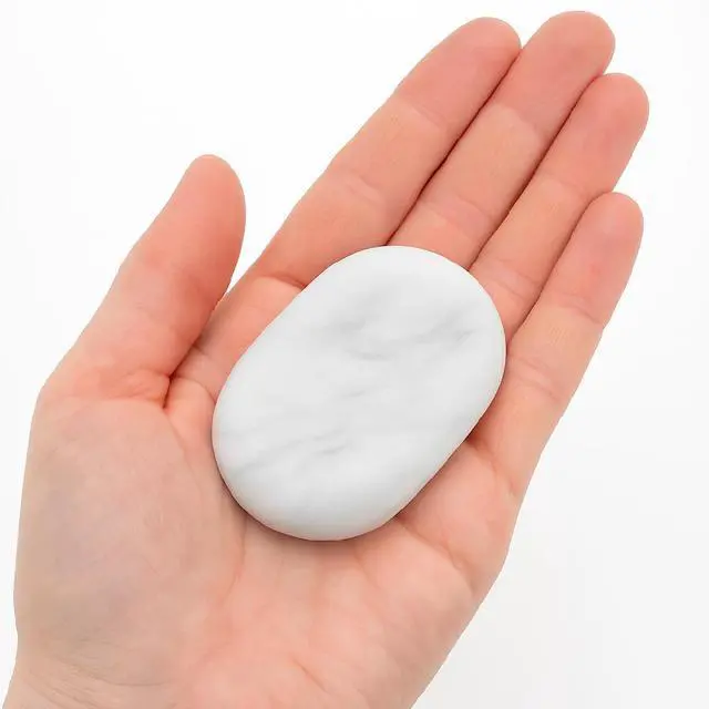 Alt view image 6 of 6 - Royal Massage Premium White Marble Cold Massage Stones  Set of 12 Oval-Shaped Basalt Therapy Stones
