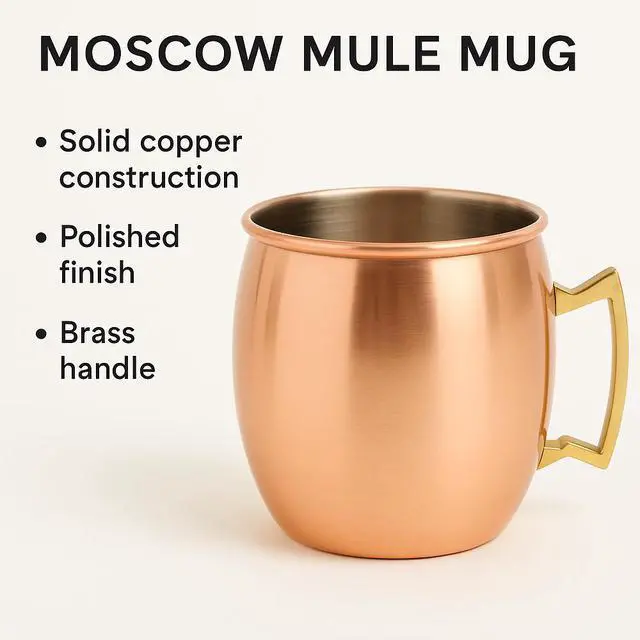 Alt view image 7 of 7 - Modern Home Handmade 16oz Solid Copper Mule Mug  Barrel Shaped Mug with Brass Handle & Smooth Texture (Single)