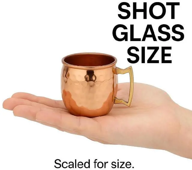 Alt view image 5 of 7 - Modern Home Set of 2 Handmade 100% Copper Moscow Mule Shot Glasses 2oz  Hammered Mini Mugs