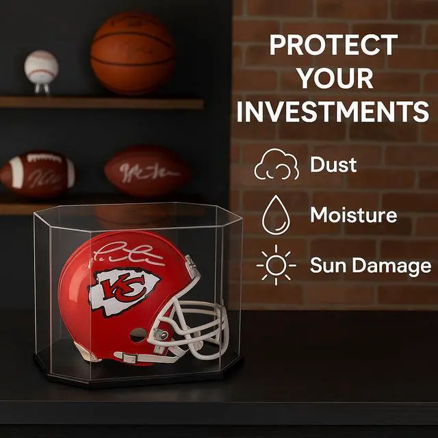 Alt view image 7 of 7 - OnDisplay Deluxe UV-Protected Standard Football/Baseball Helmet Display Case