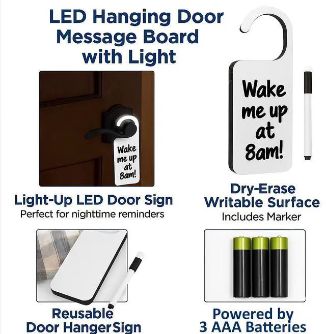 Alt view image 3 of 6 - Modern Home LED Light Up Door Hanger w/Dry Erase Marker