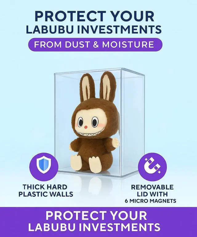 Alt view image 2 of 7 - OnDisplay Premium Hard Protector Case for Labubu® Dolls and Keychains  - Stackable Acrylic Display Case (1)