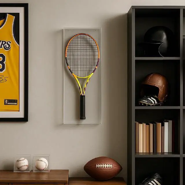 Alt view image 5 of 7 - Deluxe Wall Mount 5mm Thick UV Protected Acrylic Tennis Racquet Display Case