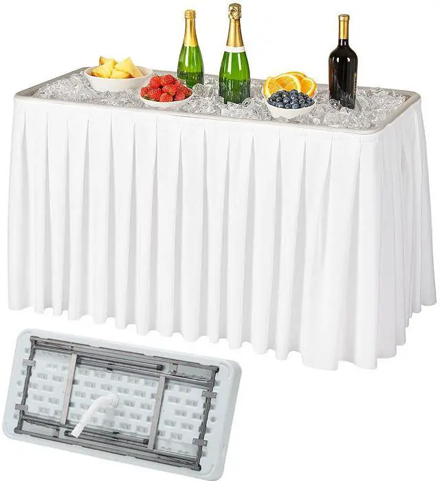 Main image of Modern Home 4' Portable Folding Party Ice Bin Table with Skirt (White)