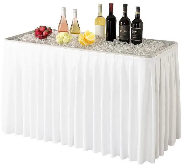 Alt view image 2 of 7 - Modern Home 4' Portable Folding Party Ice Bin Table with Skirt (White)
