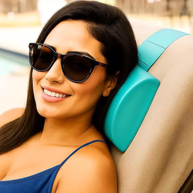 Alt view image 3 of 7 - California Sun Deluxe Spa Hot Tub Headrest Pillow  Weighted Vinyl Waterproof Cushion for Jacuzzi (Aquamarine)