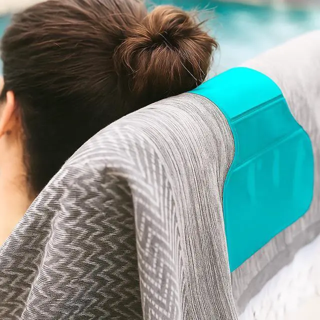 Alt view image 4 of 7 - California Sun Deluxe Spa Hot Tub Headrest Pillow  Weighted Vinyl Waterproof Cushion for Jacuzzi (Aquamarine)