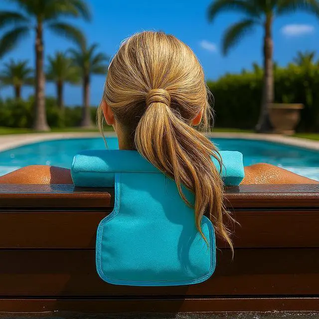 Alt view image 6 of 7 - California Sun Deluxe Spa Hot Tub Headrest Pillow  Weighted Vinyl Waterproof Cushion for Jacuzzi (Aquamarine)