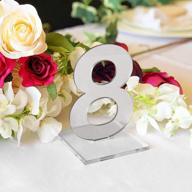 Alt view image 3 of 5 - OnDisplay Luxe Laser Cut Mirrored Acrylic Wedding/Party/Event Table Numbers (Silver, 16-20)