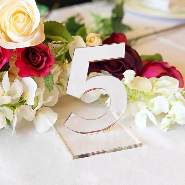 Alt view image 4 of 5 - OnDisplay Luxe Laser Cut Mirrored Acrylic Wedding/Party/Event Table Numbers (Silver, 16-20)
