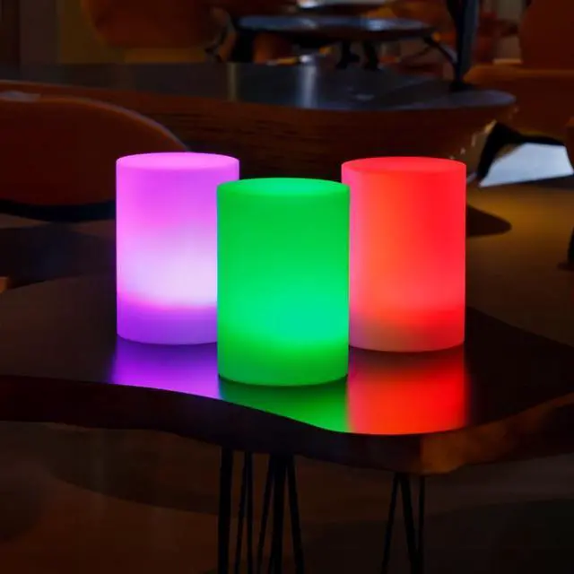 Main image of Modern Home LED Glowing Cylinder Pillar w/Infrared Remote Control (6" x 3.9")