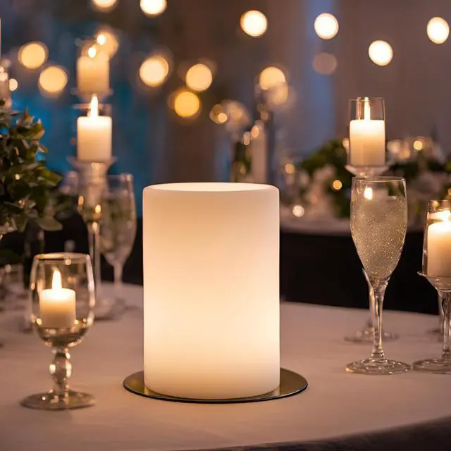 Alt view image 4 of 7 - Modern Home LED Glowing Cylinder Pillar w/Infrared Remote Control (6" x 3.9")