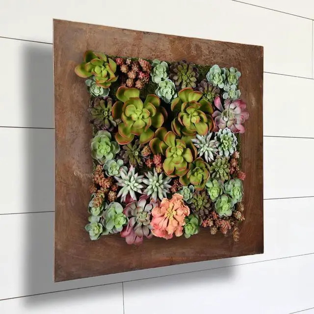 Alt view image 7 of 7 - Modern Home Living Wall Galvanized Steel/Zinc Succulent Planter (Rust Zinc, 16 Pocket)