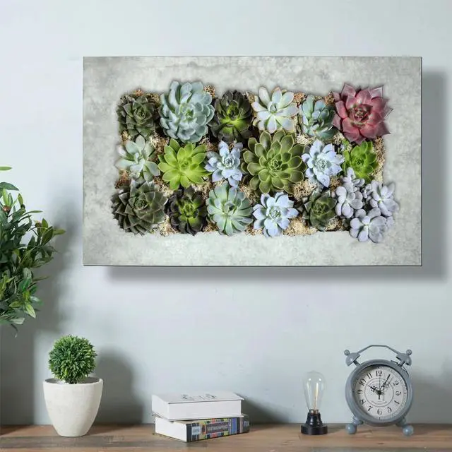Alt view image 3 of 7 - Modern Home Living Wall Galvanized Steel/Zinc Succulent Planter (Aged Zinc, Horizontal 18 Pocket)