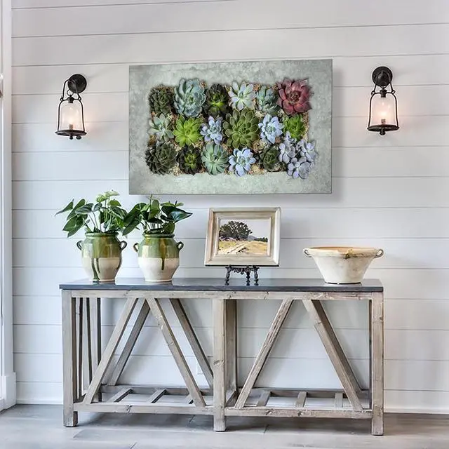 Alt view image 6 of 7 - Modern Home Living Wall Galvanized Steel/Zinc Succulent Planter (Aged Zinc, Horizontal 18 Pocket)