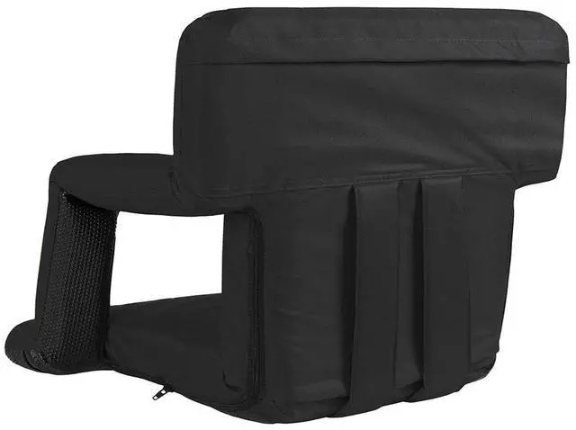 Alt view image 5 of 7 - GoTeam Portable Reclining Anywhere Chair - Portable Folding Cushioned Stadium Seat w/Arms (Black)