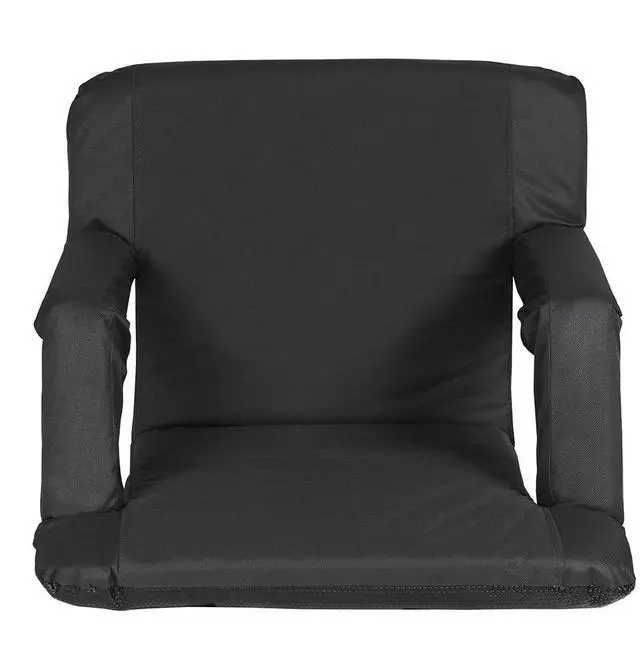 Alt view image 6 of 7 - GoTeam Portable Reclining Anywhere Chair - Portable Folding Cushioned Stadium Seat w/Arms (Black)