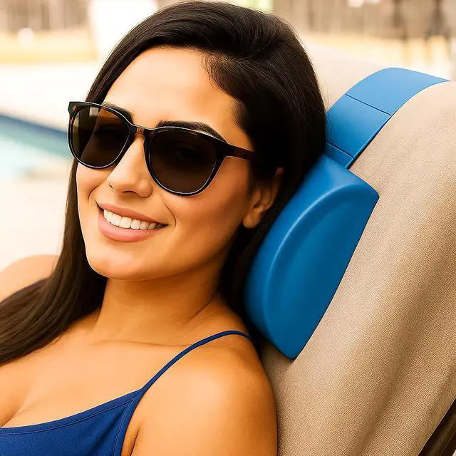 Alt view image 3 of 7 - California Sun Deluxe Spa Hot Tub Headrest Pillow  Weighted Vinyl Waterproof Cushion for Jacuzzi (Pacific Blue)