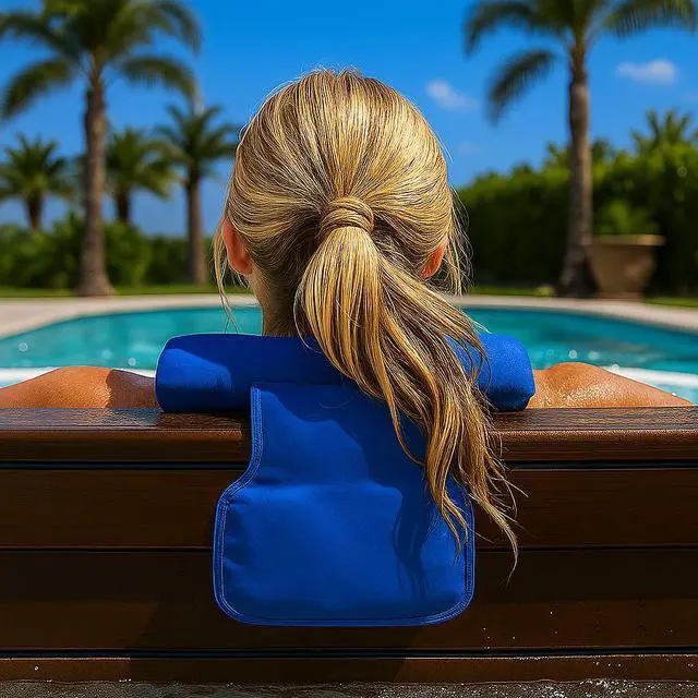 Alt view image 6 of 7 - California Sun Deluxe Spa Hot Tub Headrest Pillow  Weighted Vinyl Waterproof Cushion for Jacuzzi (Pacific Blue)