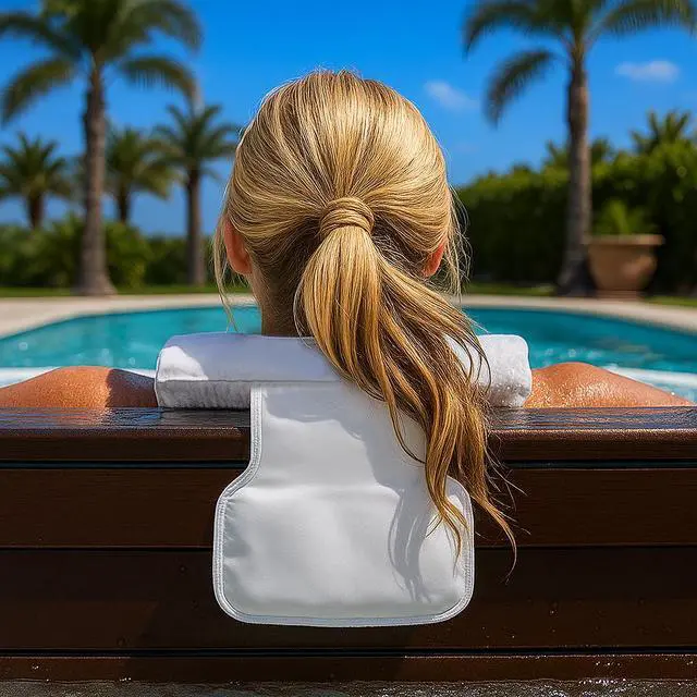 Alt view image 6 of 7 - California Sun Deluxe Spa Hot Tub Headrest Pillow  Weighted Vinyl Waterproof Cushion for Jacuzzi (White)