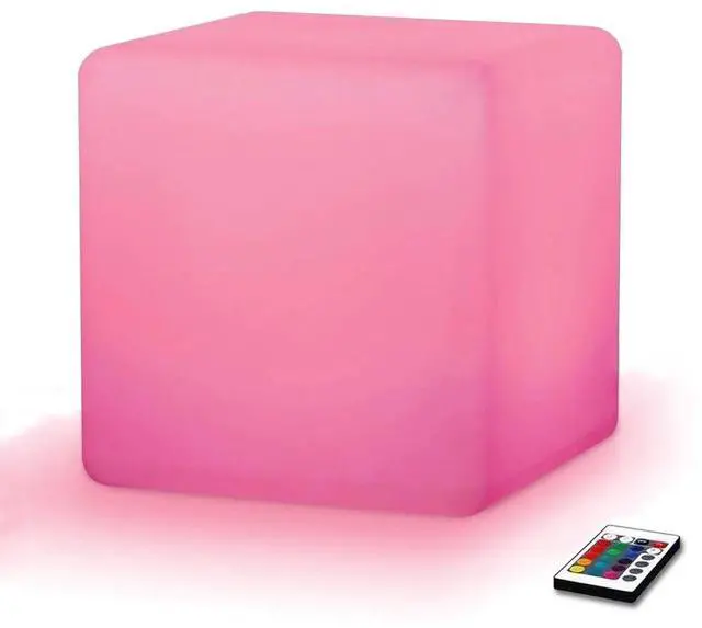 Main image of Modern Home LED Glowing Cube Box Stool w/Infrared Remote Control (14")