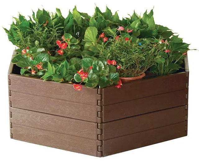 Alt view image 4 of 8 - modern home raised garden bed kit - stackable hexagon modular flower/planter kit (set of 4)