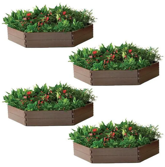 Alt view image 2 of 8 - modern home raised garden bed kit - stackable hexagon modular flower/planter kit (set of 4)