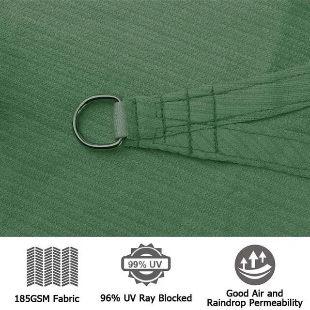 Alt view image 4 of 4 - Modern Home Sail Shade Square  - 16.5' x 16.5' UV Sun Blocking Canopy (Green)