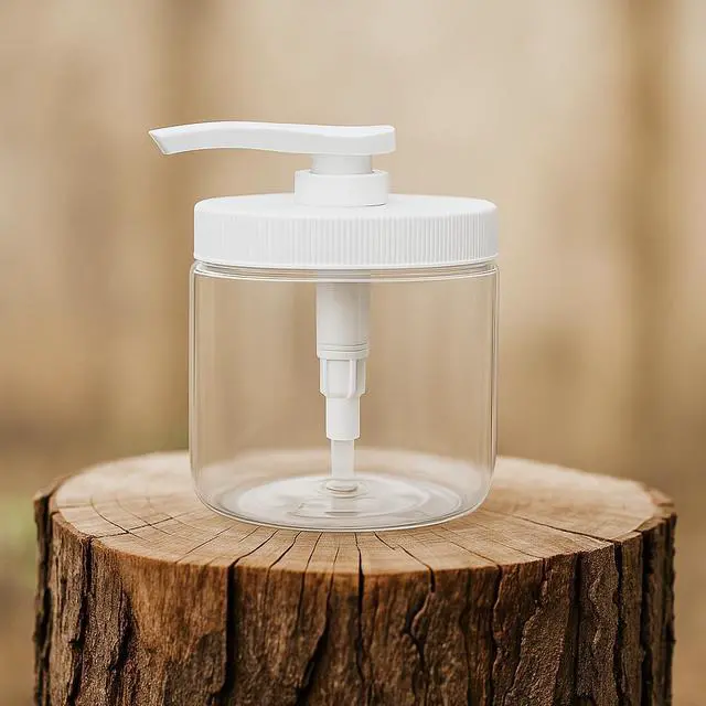 Alt view image 3 of 7 - Royal Massage 16oz Massage Oil/Lotion/Cream Pump Jar with Locking Twist Top (Clear/White, 1)