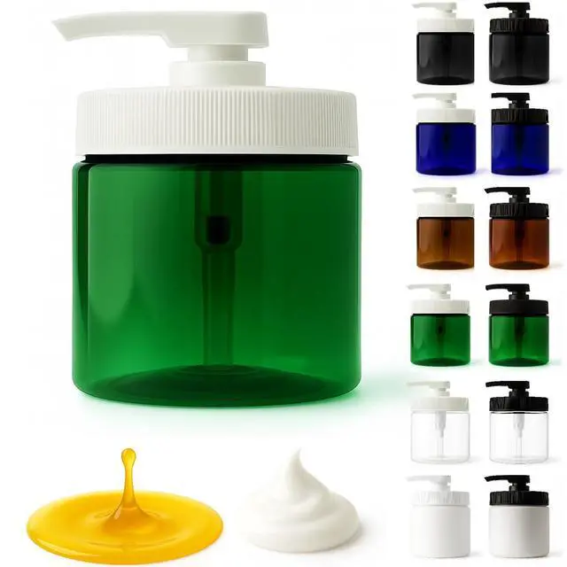 Main image of Royal Massage 16oz Massage Oil/Lotion/Cream Pump Jar with Locking Twist Top (Green/White, 1)