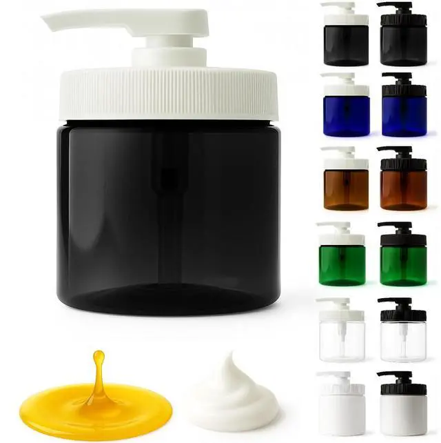Main image of Royal Massage 16oz Massage Oil/Lotion/Cream Pump Jar with Locking Twist Top (Black/White, 1)