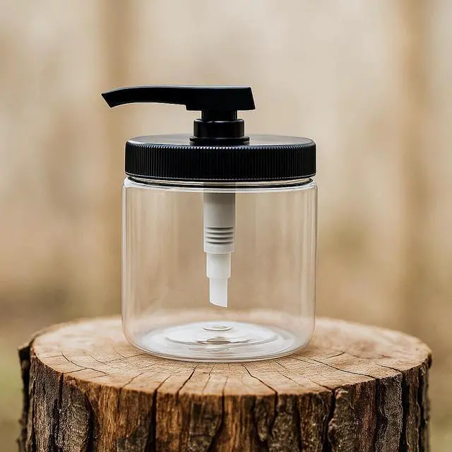 Alt view image 3 of 7 - Royal Massage 16oz Massage Oil/Lotion/Cream Pump Jar with Locking Twist Top (Clear/Black, 3)